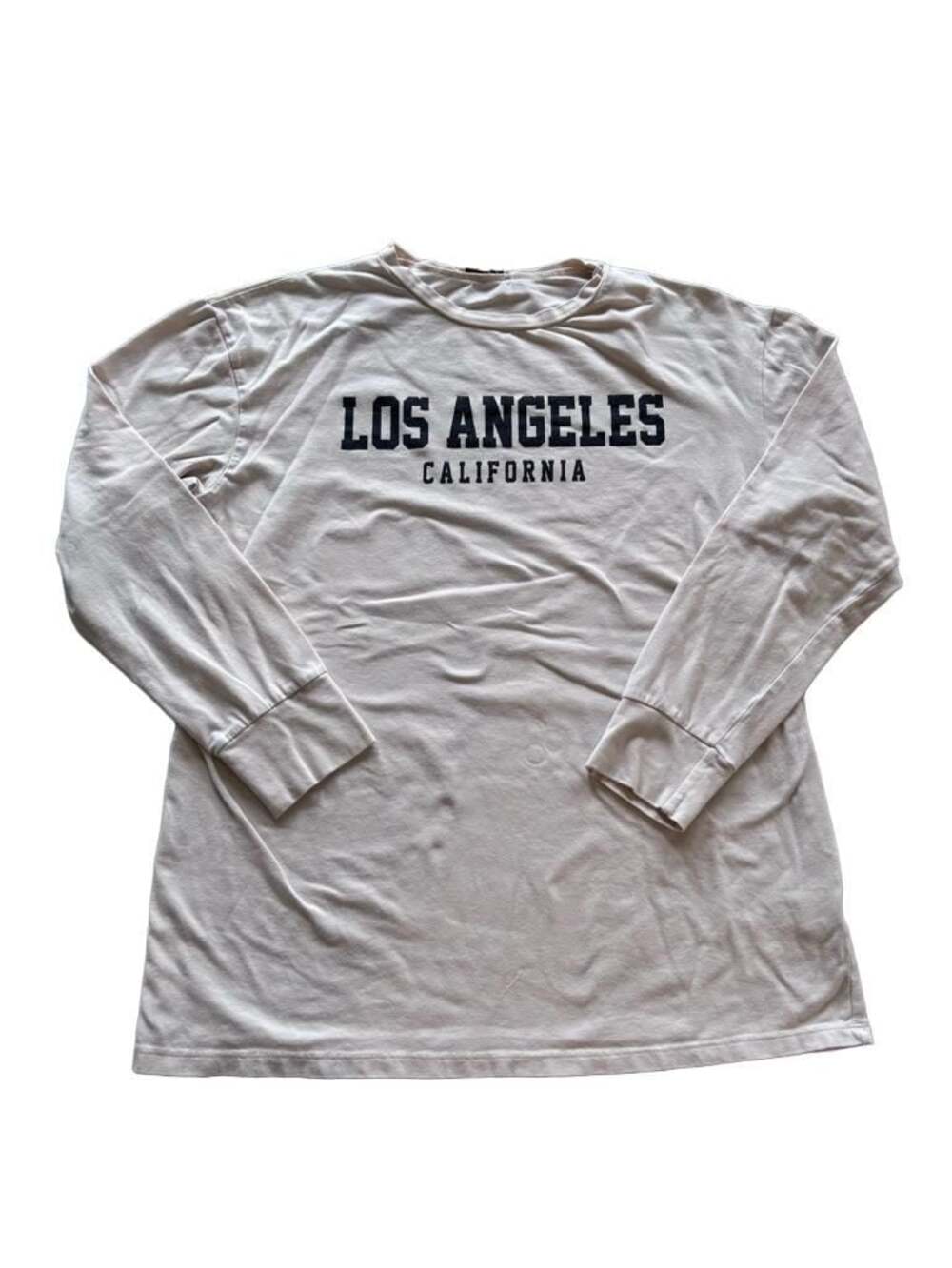 Fashion Nova Los Angeles California Long Sleeve T-Shirt Beige Medium